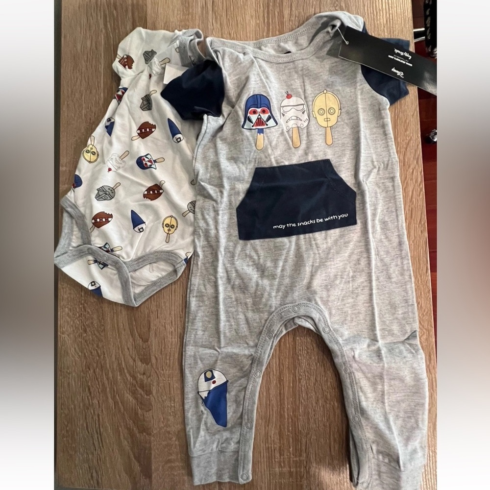 New! Disney Baby Star Wars 2-Piece Outfit Set “May the Snacks Be With You” 6–9M - Picture 2 of 5